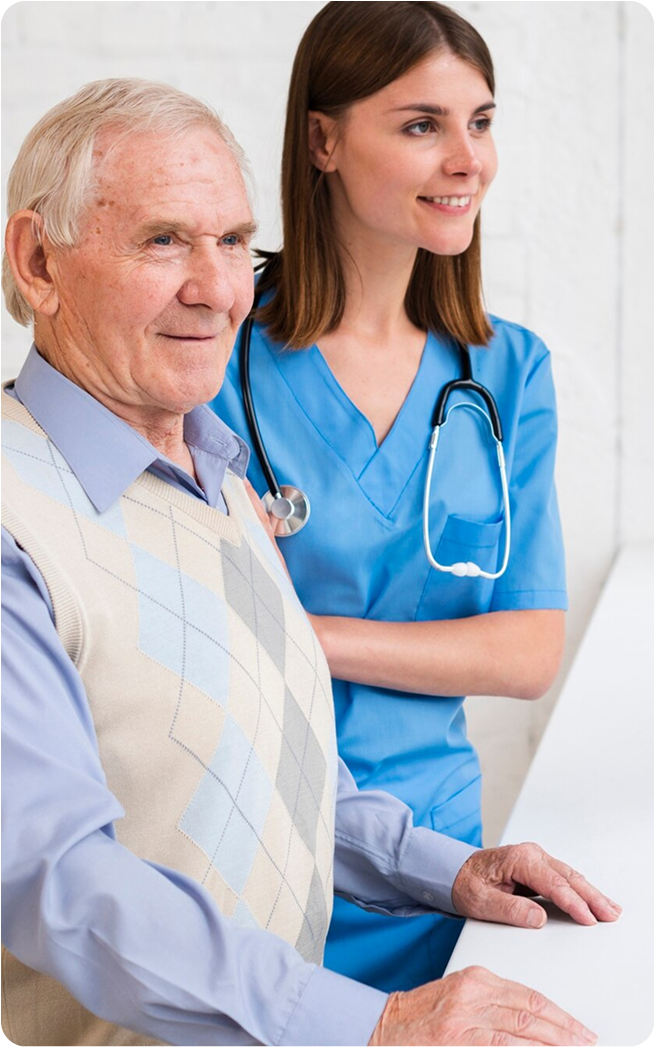 a health professional attending to a patient